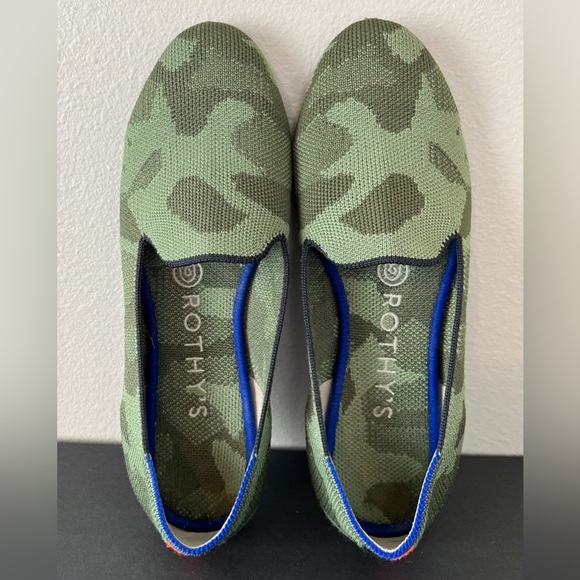 Rothy's The Loafer Olive Camo Green Round Toe Flats Shoes - Picture 2 of 7